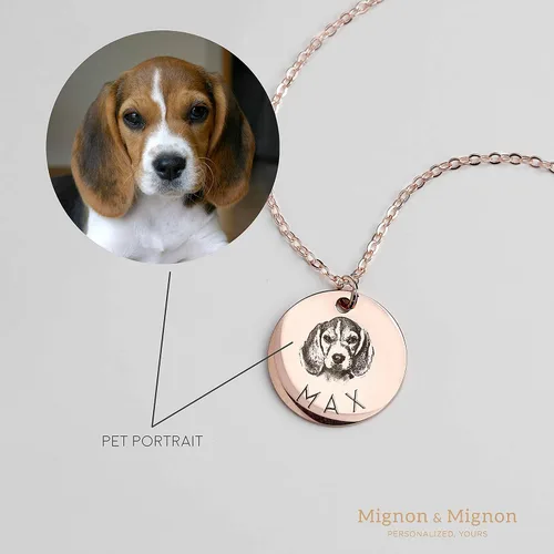 Vista 6 de Collar MignonandMignon LCN-AP personalizable, joyería con diseño de gato y perro, portaretratos, regalo único.