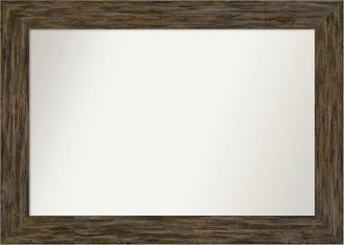 Vista 85 de Amanti Art Espejo personalizado, espejo de baño marrón Fencepost, espejo de pared o espejo de tocador de baño sobre el fregadero (27 x 27 pulgadas)