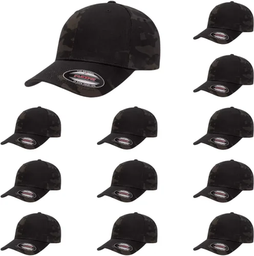 Vista 26 de Gorra de béisbol Flexfit Wooly Combed Premium de 6 paneles estructurada Ajuste elástico Paquete al por mayor disponible Negro