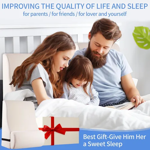 Vista 7 de Almohada de lectura para cama para adultos, almohada de cuña de espuma viscoelástica cabecero con soporte lumbar ajustable, cojín de respaldo
