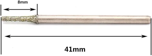 Vista 3 de 0.093 in Shank Diamond Grinding Head Burr Aguja Punto Grabado Grabado Pulido Vidrio Jade Piedra Brocas Herramientas Rotativas, Dia 0.5MM 10PCS