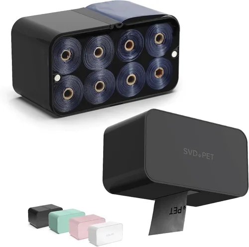 Vista 10 de SVD.PET Dispensador de bolsas para excrementos de perro, dispensador de bolsas de basura para montaje en pared, capacidad para 8 rollos de bolsas