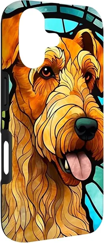 Vista 3 de Airedale Terrier Dog Stained Glass Case for iPhone 17