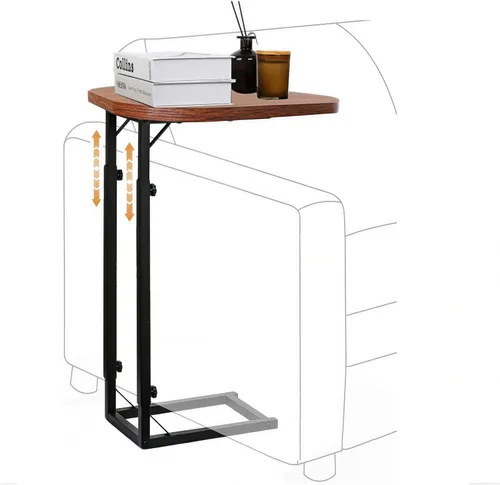 Vista 3 de Mesa auxiliar ajustable en forma de C de alta calidad para sofá, mini mesas auxiliares para sofá, mesa de centro pequeña con marco de metal, hermoso