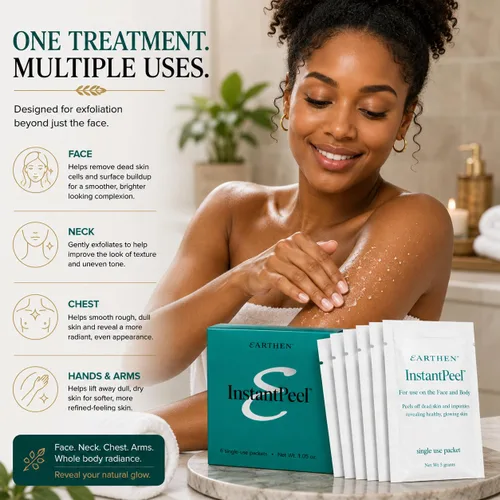 Vista 5 de Earthen - Paquetes exfoliantes instantáneos – Exfoliante facial y corporal suave para una piel suave y brillante – Elimina las células muertas