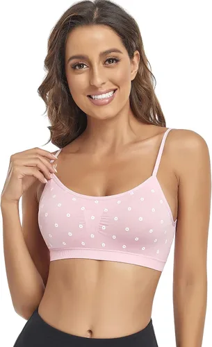 Vista 2 de Litthing Bralettes Padded Cami Strap Bra, Seamless Sports Bra, Wireless Comfort Lightly T-Shirt Bra
