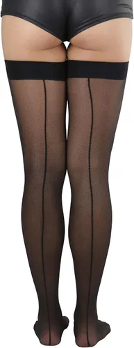 Vista 37 de ToBeInStyle Medias de red atemporales con costura trasera para mujer
