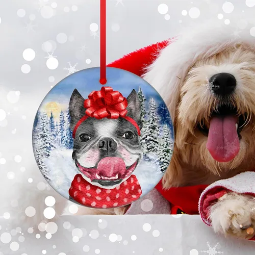 Vista 3 de Adorno de Navidad de Bulldog Francés para mamá, adorno colgante de Navidad para perro, idea de cachorro, adorno de Navidad para cachorro 2023