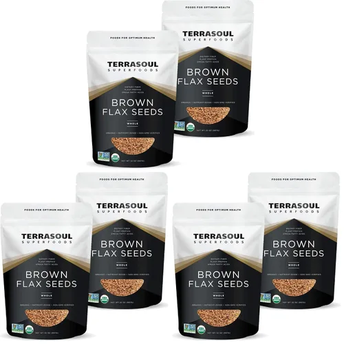 Vista 5 de Terrasoul Superfoods Semillas de lino marrón orgánicas, 2 libras
