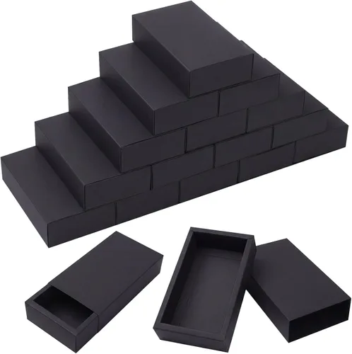 Vista 8 de Zonon 30 piezas de caja de cajón de papel kraft, mini cajas de regalo de cartón para manualidades para negocios y favores de fiesta de bodas, Negro