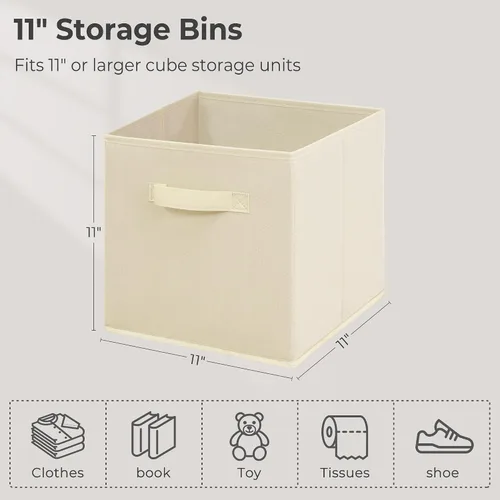 Vista 2 de Contenedores de almacenamiento de 11 x 11 pulgadas, caja de almacenamiento plegable de tela, organizador de armario plegable para ropa, mantas