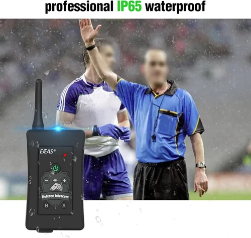 Vista 5 de EJEAS FBIM Intercomunicador Bluetooth profesional de árbitro de fútbol, 850 mAh, dúplex, 1500 M, inalámbrico Bluetooth con función de reducción