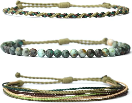 Vista 47 de Pulsera curativa hecha a mano con cuentas de piedra natural, regalo para hombres, pulsera de cuerda ajustable