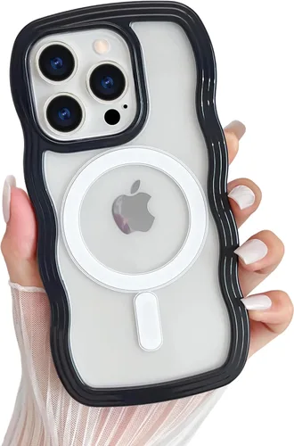 Vista 17 de Yeddabox Magsafe - Funda compatible con iPhone 13, diseño de ondas, lindo marco de colores de caramelo con ondas de agua, a prueba de golpes