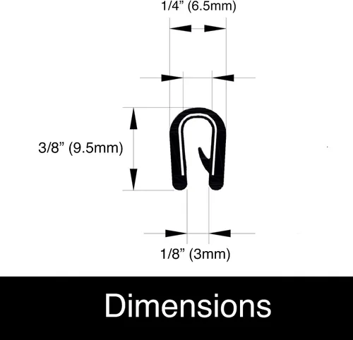 Vista 2 de Perfil de contorno pequeño de 0.375 pulgadas U de alto x 0.039 pulgadas a 0.093 pulgadas de rango de agarre, color negro, negro