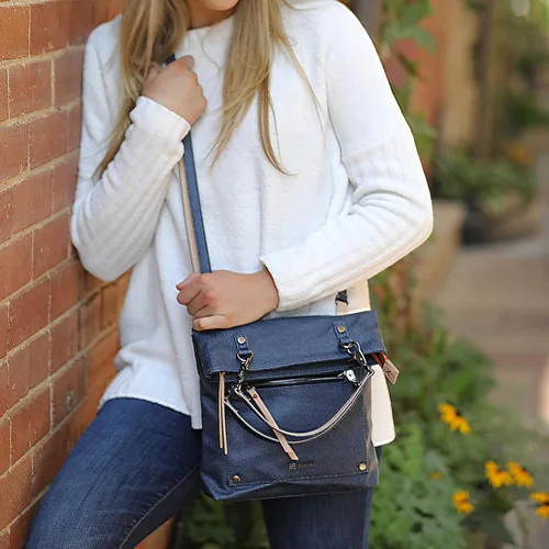 Vista 5 de Sherpani Rebel, bolso cruzado de lona, bolso y bolso de moda, bolso vintage, bolso de mano, bolso cruzado plegable para mujer, indigo, S, Bandolera