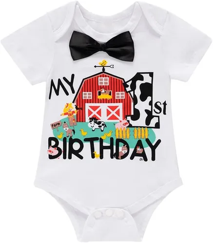 Vista 2 de Fantasy Era Conjunto corto con estampado de O-Fish-Ally de 1er cumpleaños para bebés y niños