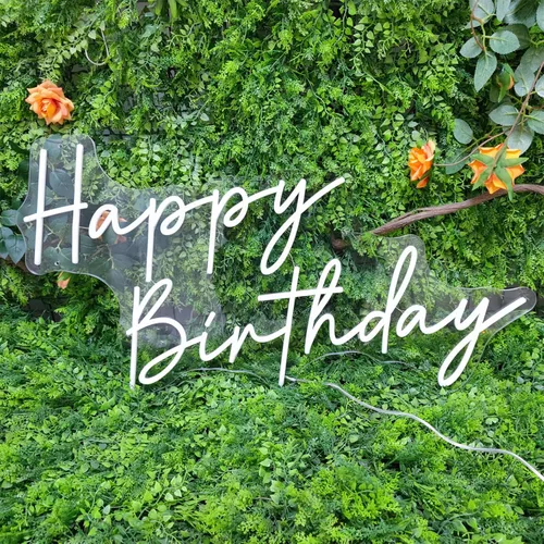 Vista 6 de Letrero de neón de feliz cumpleaños, para decoración de pared, para pared de dormitorio con interruptor regulable para cualquier edad habitación