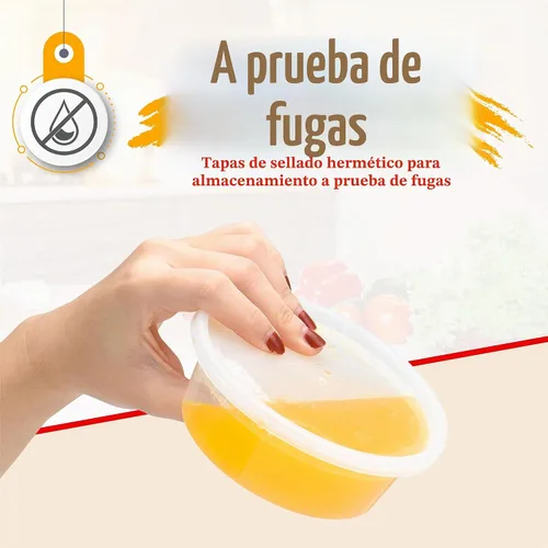 Vista 3 de Recipientes de 8 onzas con tapas a prueba de fugas, paquete de 50 recipientes de plástico transparente sin BPA para almacenamiento de alimentos