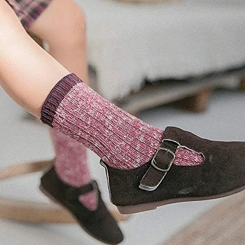 Vista 4 de Calcetines para bebés y niñas 3 pares de calcetines de algodón de punto grueso y sin costuras gruesos cálidos sin costuras para niños calcetines