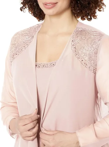 Vista 8 de S.L. Fashions Vestido de chaqueta escalonada adornado para mujer (Petite y Regular)