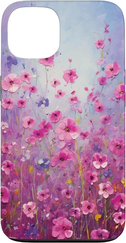 Vista 7 de Happy Pink Flowers Painting Field Purple Colors Case for iPhone 17