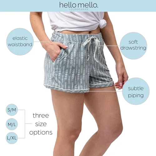 Vista 3 de Hello Mello Pantalones cortos de pijama exclusivos para mujer, suaves, relajados, amplios, pierna ancha, cordón en la cintura, bolsillos laterales
