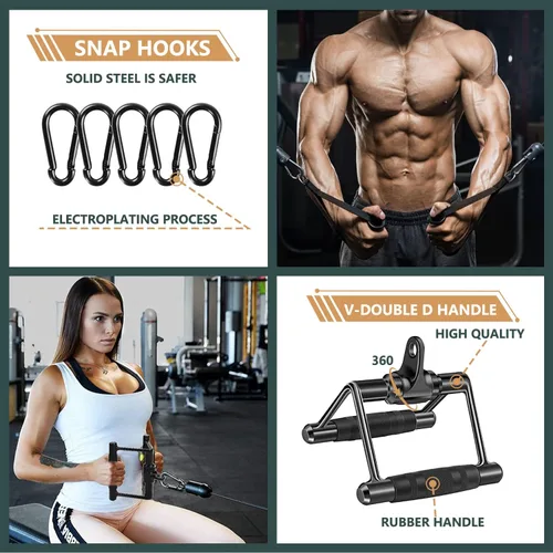 Vista 6 de Solid Cable Machine Attachment, Cable Attachments for Gym, Gym Cable Attachments, Cable Machine Attachments Set
