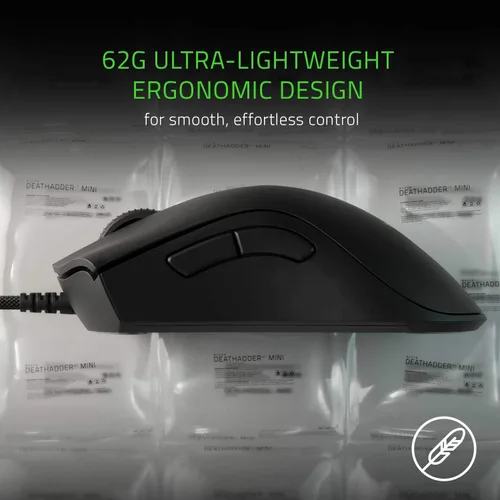 Vista 2 de Razer DeathAdder v2 Mini mouse para videojuegos sensor óptico 8500K DPI Diseño ligero de 219oz Iluminación Chroma RGB 6 botones programables