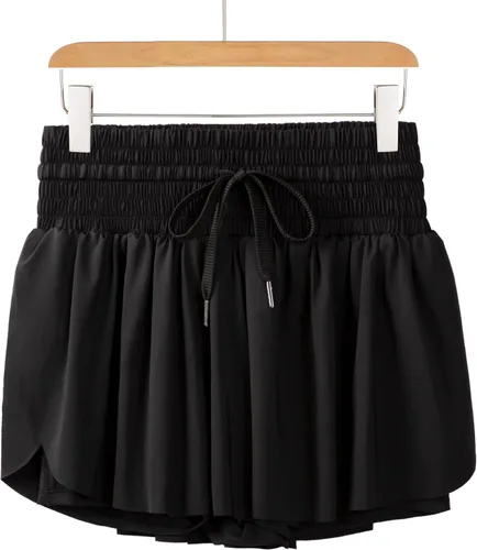 Vista 6 de Blaosn Pantalones cortos atléticos fluidos para mujer, cintura alta, gimnasio, yoga, entrenamiento, correr, pantalones cortos, falda, ropa linda