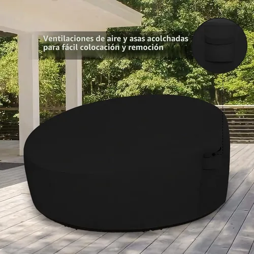 Vista 5 de Easy-Going Funda para día de patio resistente de 600D para exteriores, redonda de 75 pulgadas, con resistencia a rayos UV, funda para sofá de patio