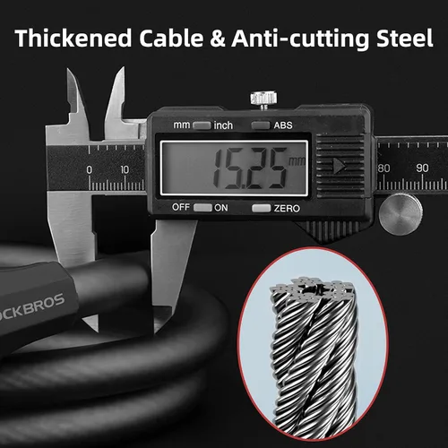 Vista 2 de Rockbros - Cable de bloqueo para bicicleta, combinación de 5 dígitos, 47 pulgadas, ligero Cables de aleación anti-corte, impermeable antioxidante