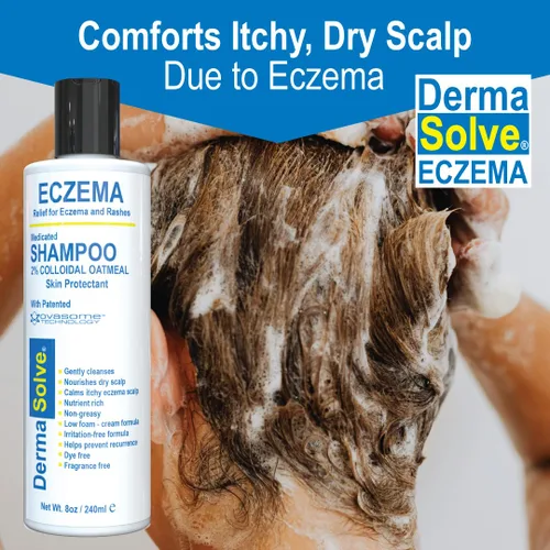 Vista 6 de Dermasolve Champú para aliviar el eccema – Terapia libre de cuero cabelludo y caspa que protege, hidrata y repara la piel para niños y adultos, sin