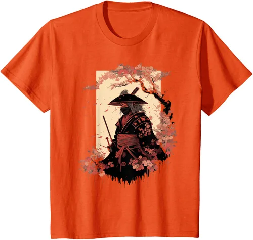 Vista 68 de Camiseta estética vintage samurái de arte japonés samurái retro cereza, Negro