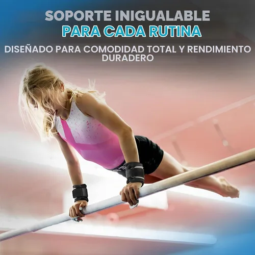 Vista 2 de Gibson Athletic Just Right Neo - Agarres de gimnasia para mujer, agarre de cuero con protector de muñeca de neopreno, cierre de velcro, agarres