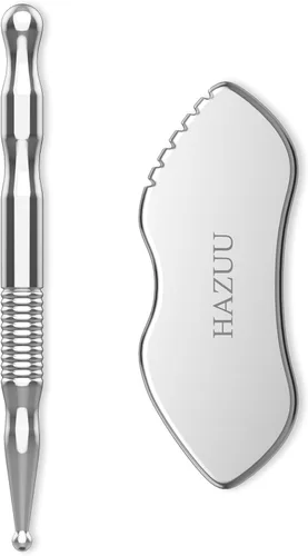 Vista 11 de Rodillos de acero inoxidable Gua Sha y cara - Rodillo de metal para ojos y cuello, herramientas de masaje facial antienvejecimiento, kit de Jgs-1