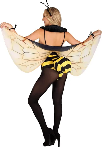 Vista 5 de Body de abeja de miel para mujer, disfraz de abeja amarilla con alas, traje de abejorro