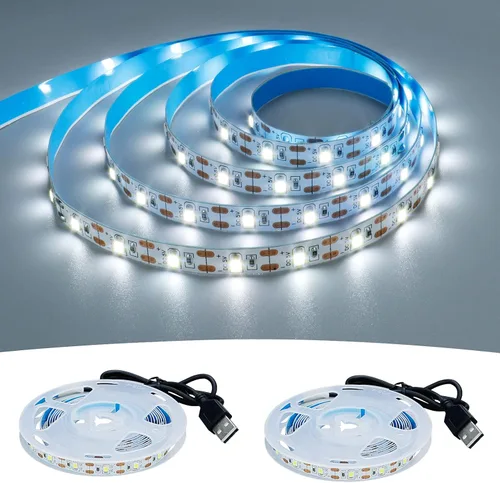 Vista 13 de Tira de luz LED roja USB 620-625nm 5V alimentada por USB, 13.12 pies/4M, 240 LED, flexible, SMD2835, de alto brillo, sin impermeabilidad, IP20