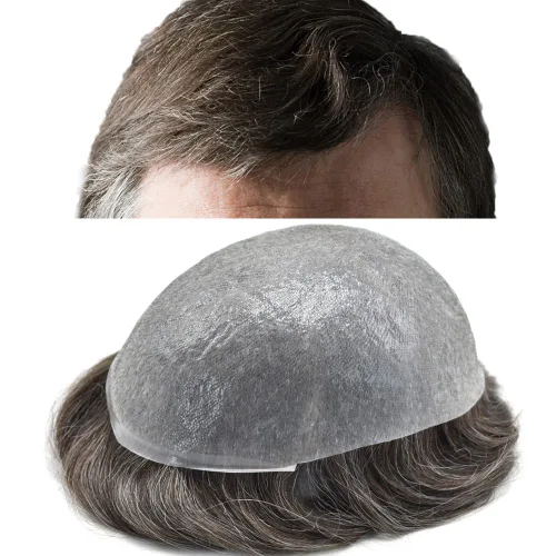 Vista 87 de 0.002 in ultra fina piel tupé Remy cabello humano piezas para hombres V-Looped sistema de pelo para hombre tupé pelo tupé para hombres protesis