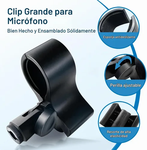 Vista 2 de Paquete de 2 clips de micrófono, clip de micrófono duradero y ajustable para soporte, compatible con micrófonos de gran diámetro para escenario