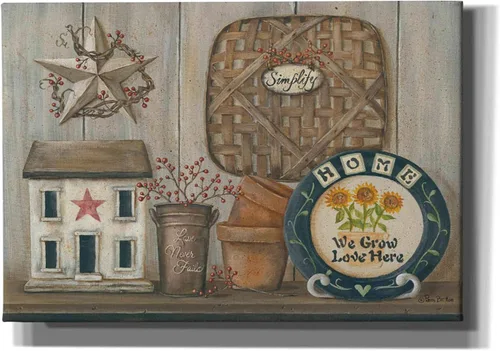 Vista 6 de Epic Graffiti 'Home Country Shelf' de Pam Britton, arte de pared en lienzo, 16 x 12 pulgadas