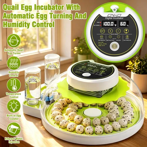 Vista 2 de Incubadora de huevos de codorniz con girador automático y control de humedad, incubadora de aves capaz de incubar 40 huevos de codorniz, incubadoras