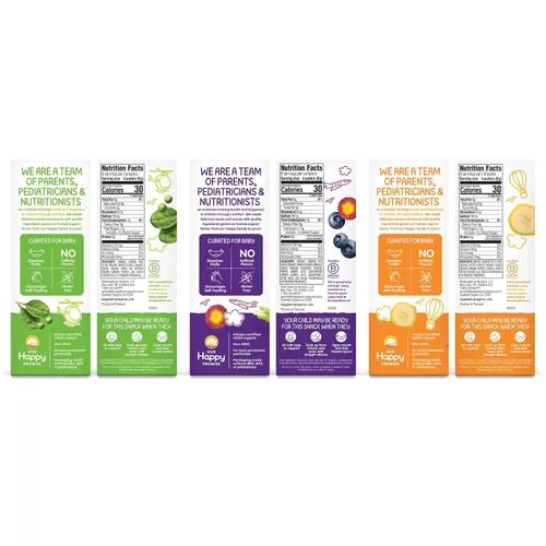 Vista 8 de Happy Baby Organics Yogis - Bocadillos liofilizados de yogur y frutas, paquete variado de 3 sabores, 1 onza (paquete de 3) y mordedor Happy Baby