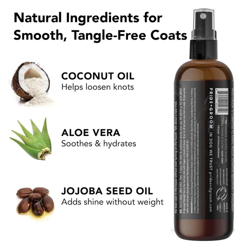 Vista 6 de Pride and Groom The Leave in - Acondicionador y desenredante en aerosol para perros fabricado en Estados Unidos con ingredientes limpios y aroma