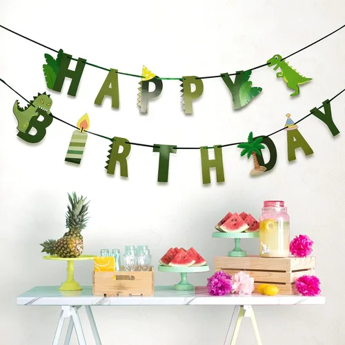 Vista 7 de Cartel de cumpleaños de dinosaurio – Cartel de feliz cumpleaños de dinosaurio, decoración de fiesta de cumpleaños con temática