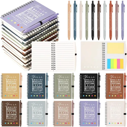 Vista 11 de Jetec 20 piezas/10 juegos de regalo para profesores, cuaderno motivacional en espiral con notas adhesivas, bolígrafo a granel, diarios inspiradores