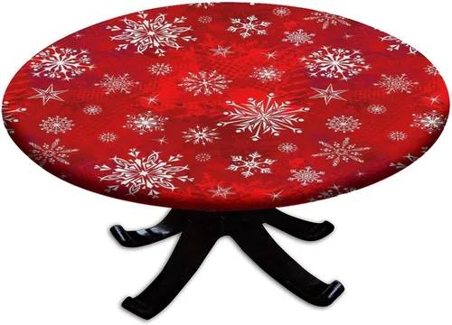Vista 42 de Mantel redondo ajustable con borde elástico floral azul, mantel con borde elástico de estilo floral pastoral, almohadilla de mesa de poliéster
