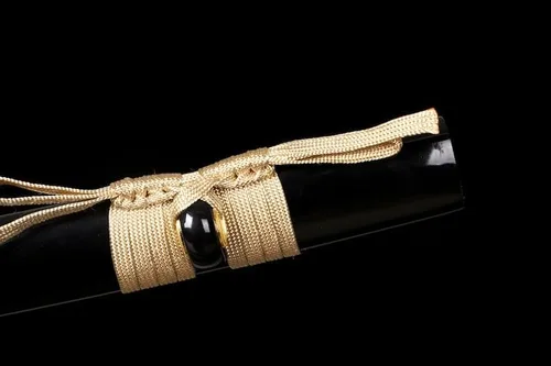 Vista 6 de Katana dorada hecha a mano, espada samurái japonesa 1095 de arcilla de acero templada, hoja de afeitar de espiga completa, afilada, regalos para él