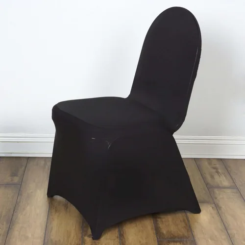 Vista 31 de Efavormart - Funda para silla de banquete de elastano con falda plisada con volantes y banda trasera cruzada, funda elástica negra para bodas y Negro