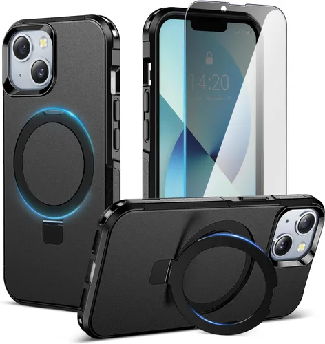 Vista 13 de jaroco Funda para iPhone 13, con [protector de pantalla de privacidad] [soporte magnético con patilla] [compatible con MagSafe], funda de teléfono